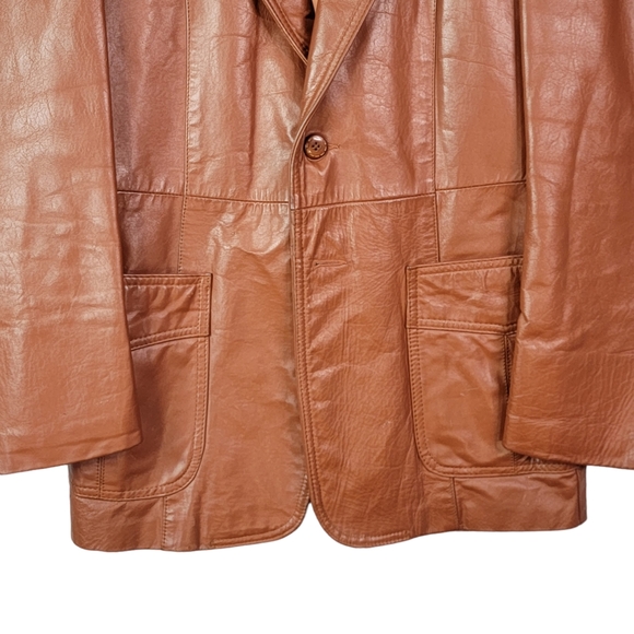 Sheplers Vintage Western Wear Genuine Leather Vented Mod Length Brwon Jacket 40 - Picture 2 of 16